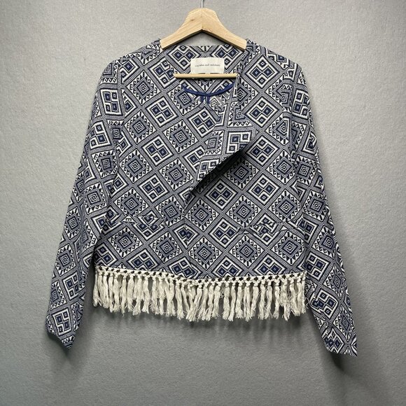 Cupcakes and Cashmere Womens Open Cardigan Jacket M Blue Tasseled Long Sleeve - Picture 4 of 6